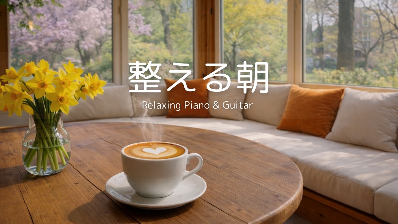 【朝カフェBGM】整える朝｜春の窓辺カフェでゆっくり過ごす時間｜作業・読書用ピアノ&ギター