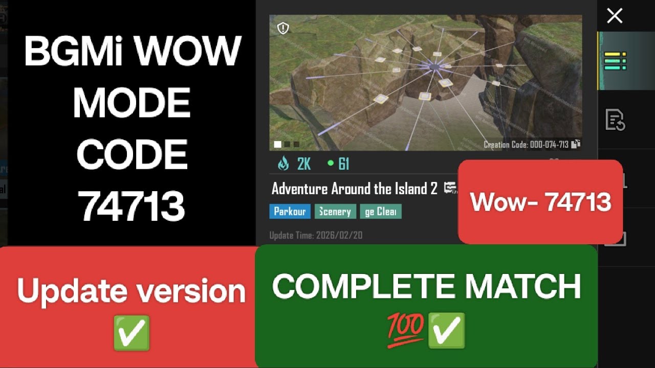 Bgmi wow map 74713 wow / Adventure Around The Island Escape / Bgmi wow parkour map code 74713 /#Bgmi