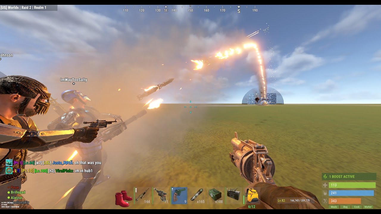 Rust-(New Gun) Mini Gun Rocket Launcher on Nightmare Raid!!!