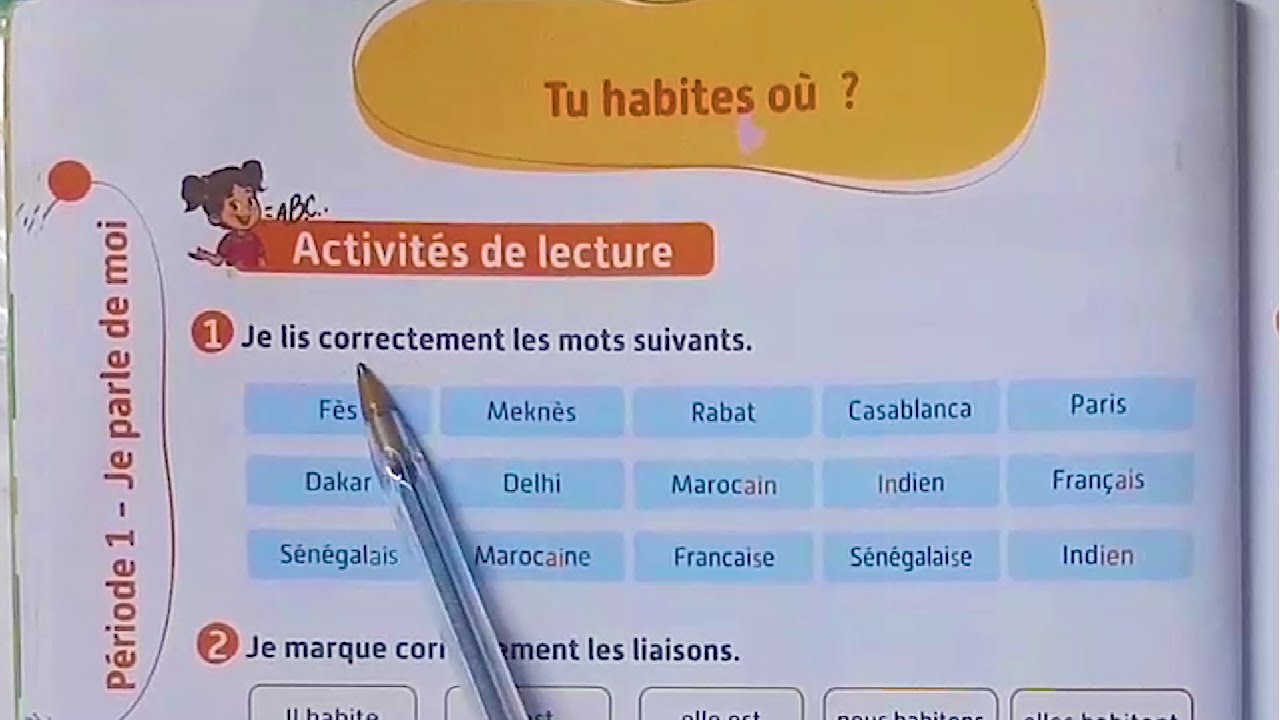 Français 3ème année primaire, tu habites où ?
