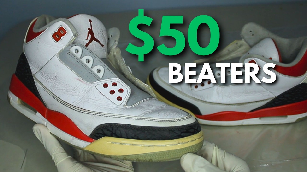 TRASHED $55 Jordan 3 Fire Red Restoration! Stunning Transformation!