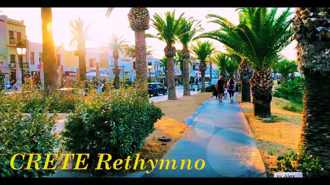CRETE Rethymno - A walk at the BEACH PROMENADE /Ein Spaziergang an der STRAND  PROMENADE