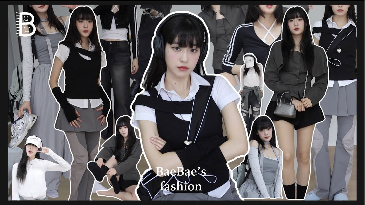 ENG) [아랫배] 무채색에 카키 한 방울.. 🪙사이버코어 Y2K 믹스매치 스타일🪙 늦봄 초여름 레이어드 5개룩북, 일주일 동안 입은 옷 What I wear in a week