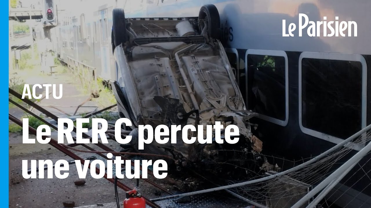 Une voiture tombe d'un pont sur les rails du RER C