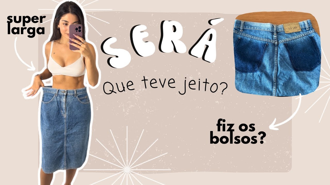 TRANSFORMANDO SAIA DE BRECHÓ | como fazer bolso de jeans e ajustar cós embutindo (peça vintage/CGC)