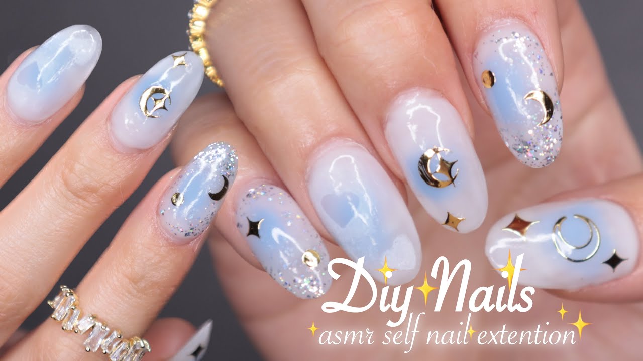 🧊 baby blue gel x nail 🦋 asmr self nails at home 🫧