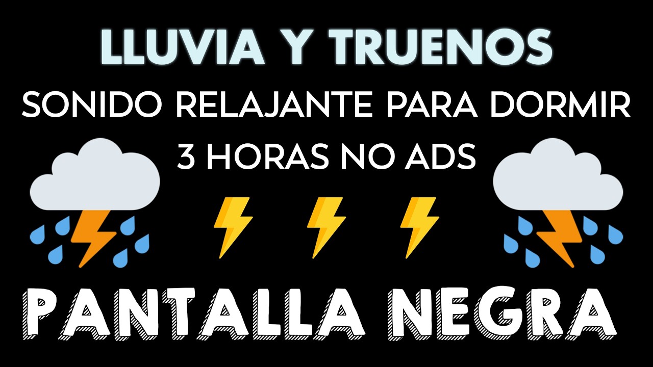 Lluvia Realista con Truenos 🌧 Pantalla Negra 😴 Relájate y Duerme Mejor