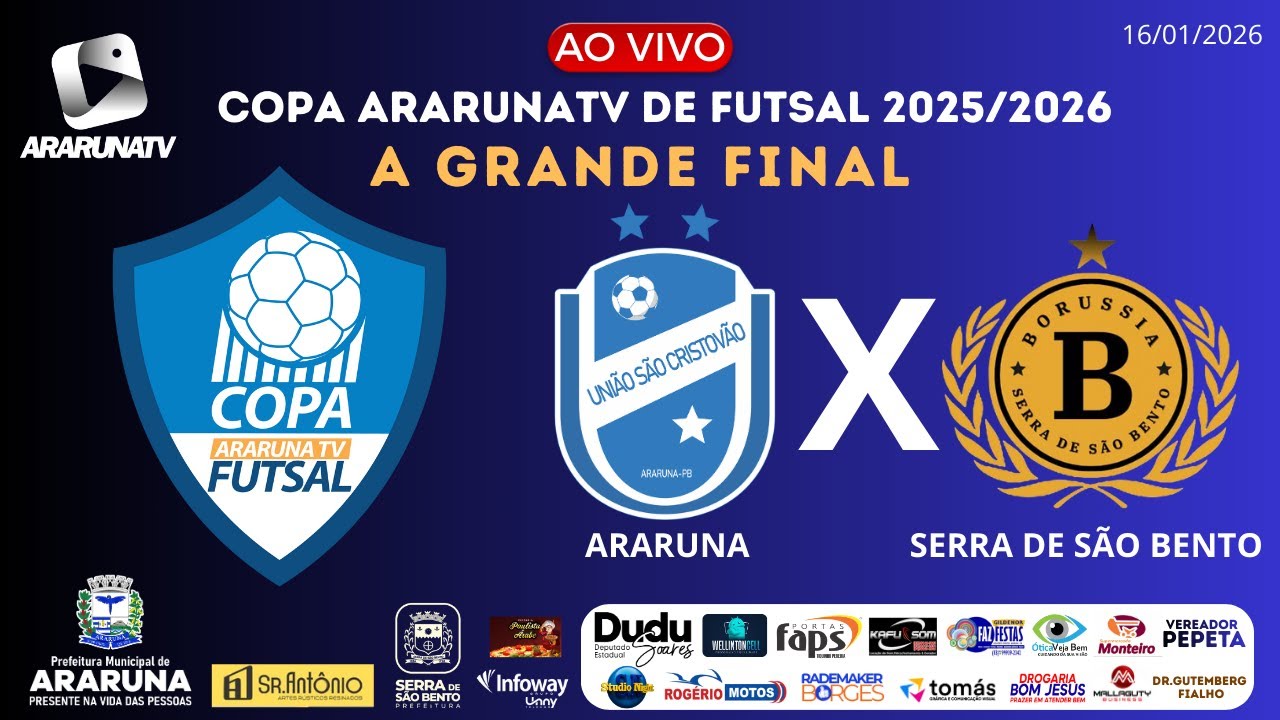 A GRANDE FINAL - COPA ARARUNATV DE FUTSAL 2025/2026 - UNI&Atilde;O S&Atilde;O CRISTOV&Atilde;O X BORUSSIA