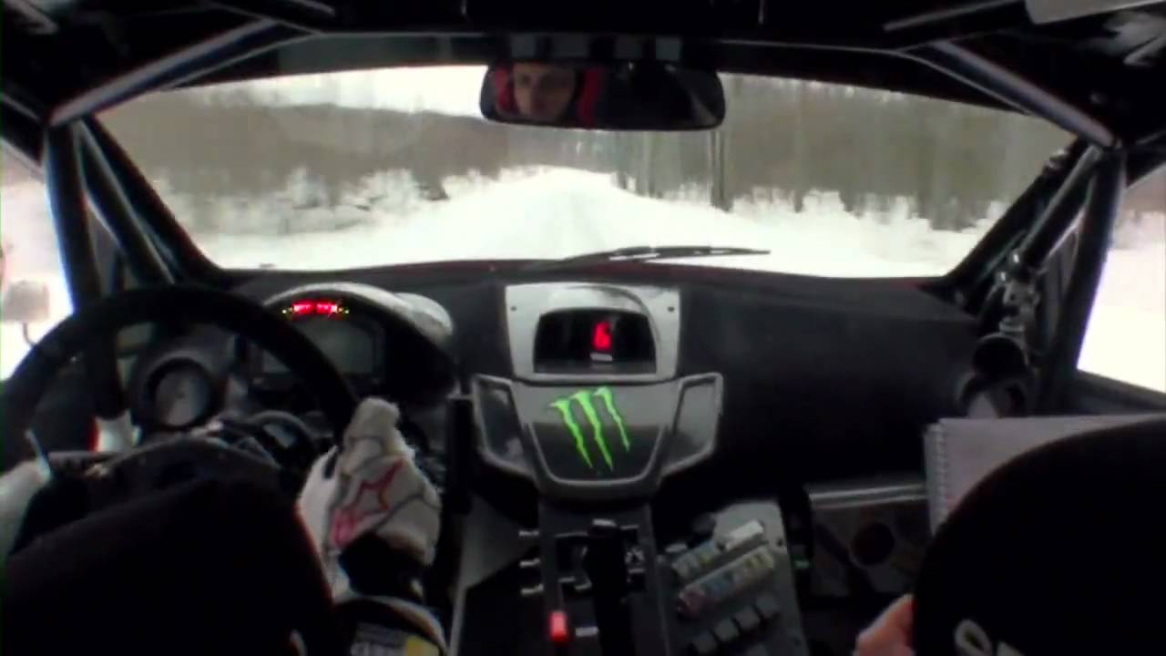 Ken Block goes flat out in his Rally Fiesta on ice during Sno*Drift testing