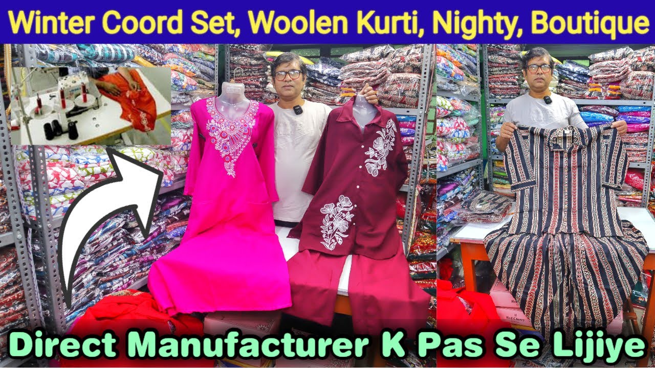 Winter Coord Set, Woolen Kurti, Nighty, Boutique Kurti, Three Piece, Skirt Manufacturer in Kolkata