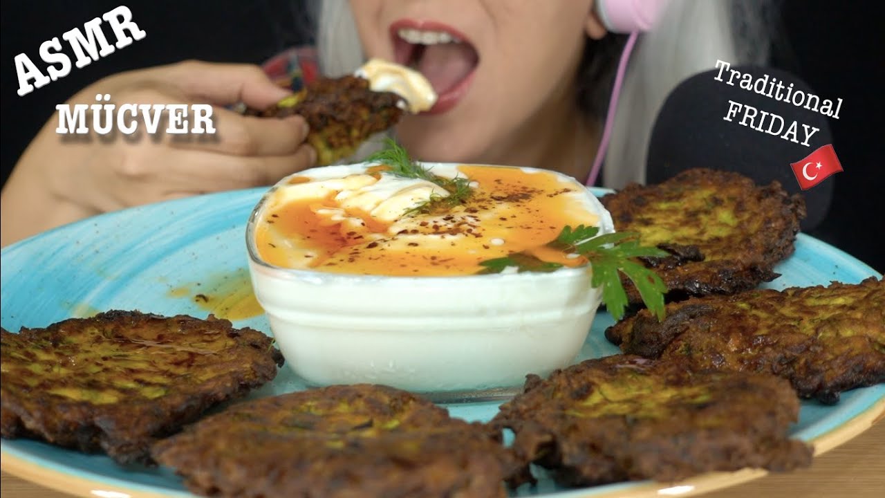 ASMR Zucchini Fritters | MÜCVER | Soft SQUISHY EATING SOUND ** NO TALKING