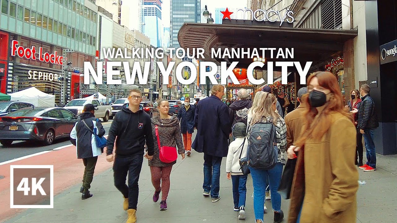 [4K] NEW YORK CITY - Walking Tour Manhattan, 34th Street, Macy's Herald Square, 7th Ave, Travel, NYC
