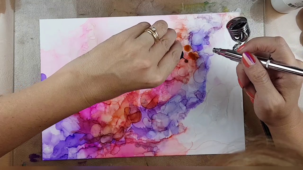 Tutorial #5 Alcohol ink process- Proceso con tintas al alcohol y aer&oacute;grafo