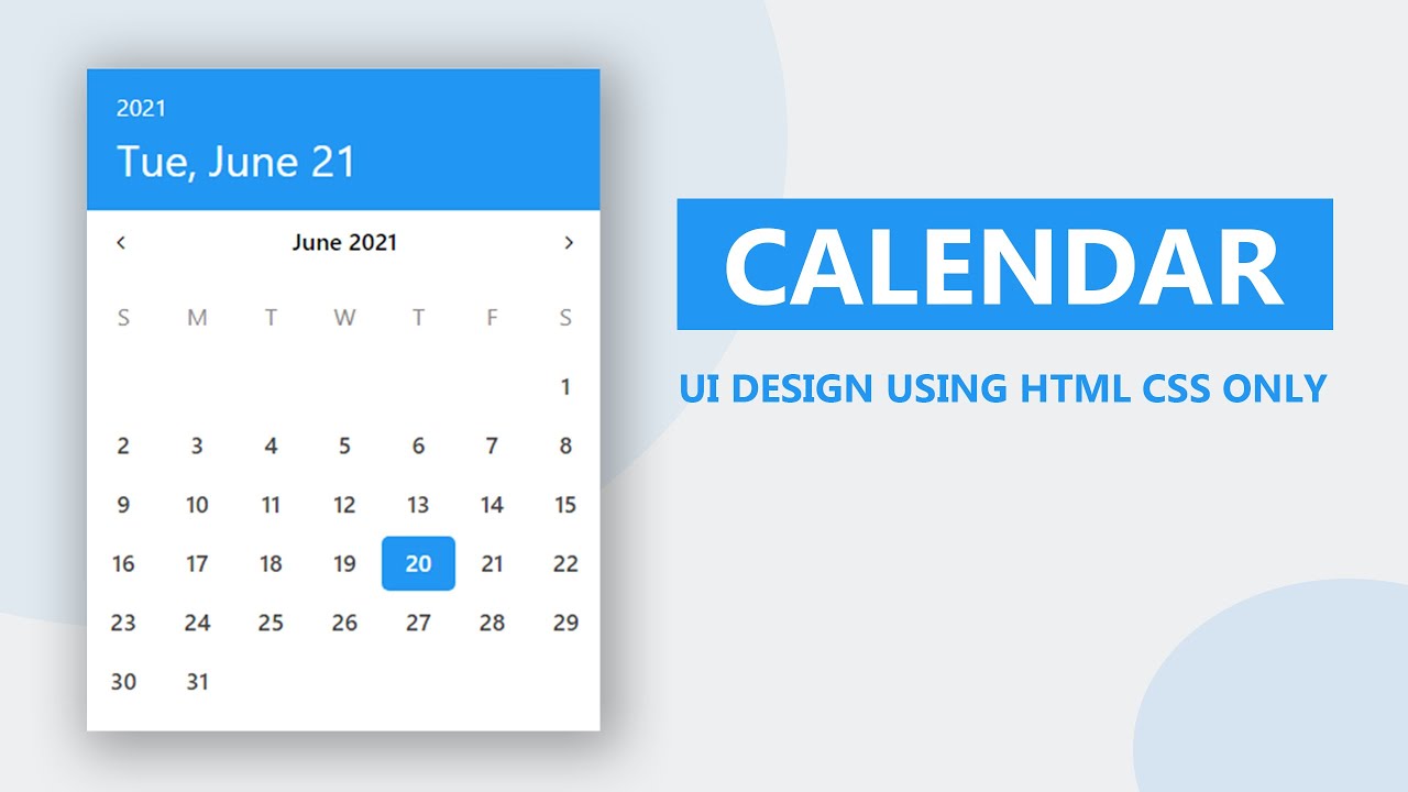 Calendar UI Design Using HTML & CSS Only