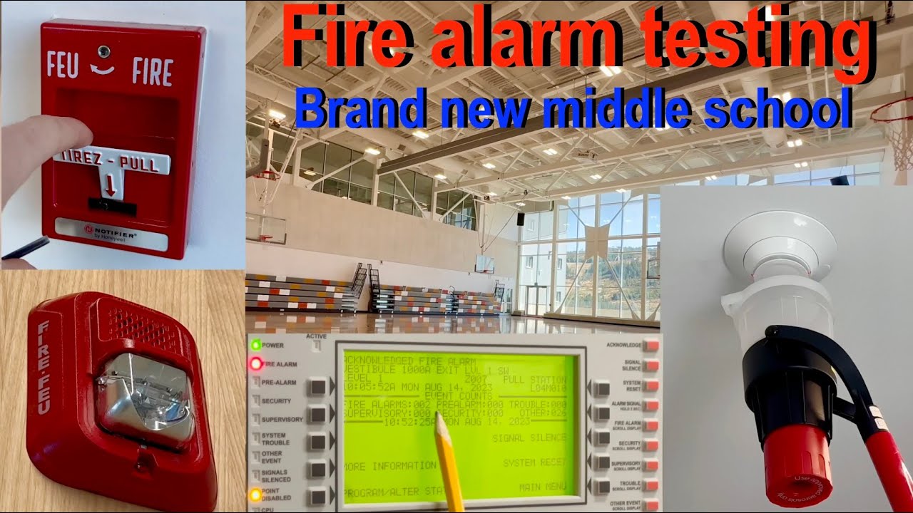 Fire alarm testing at a brand new middle school, Notifier NFS2&ndash;3030 and L-series.