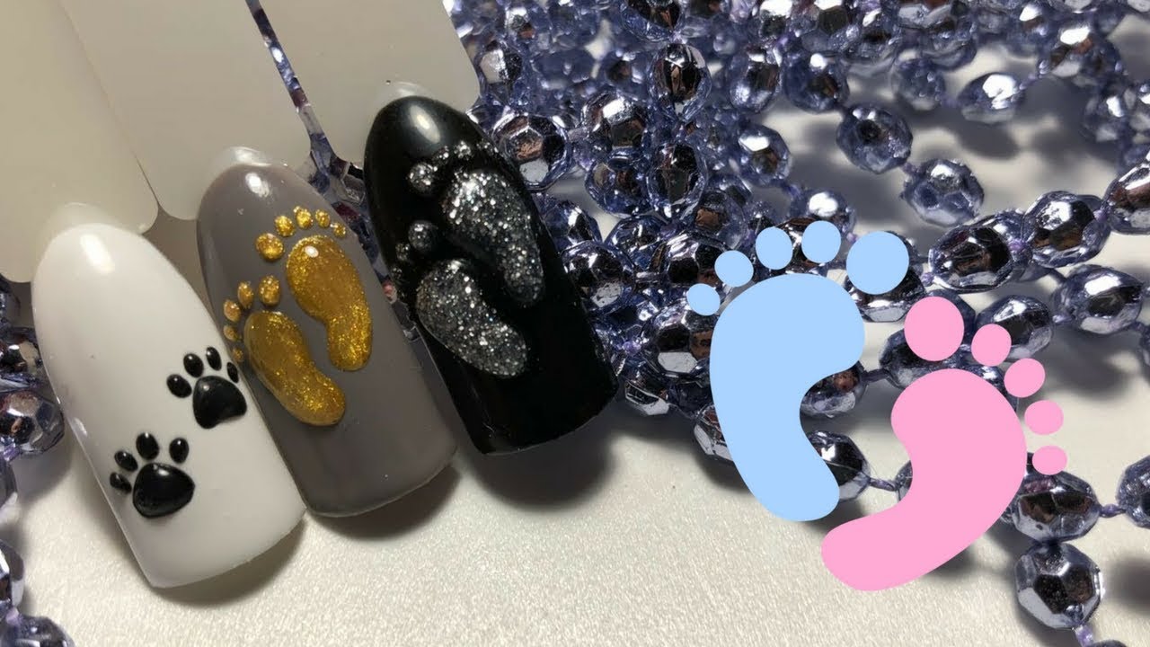 Nail Tutorial: 3 D Baby Footprints 👣 and Animail Traces 🐾 Nail Art| Следы на ногтях. Дизайн ногтей