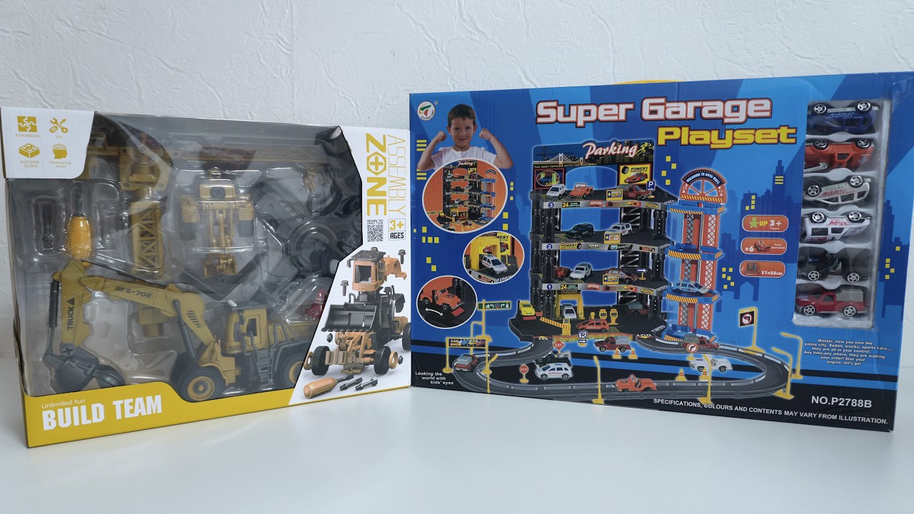 Satisfying Toy Unboxing | Super Garage Playset & Build Team Construction Set