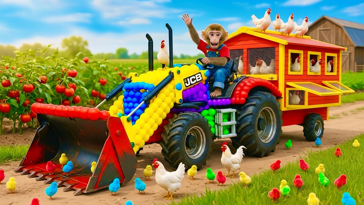 Monkey NaNa Rebuilds the Chicken House After a Shocking Escape! MONKEY JCB 