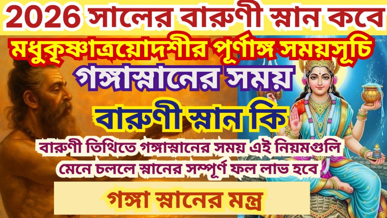 ১৪৩২ বঙ্গাব্দের 2026 সালের বারুণী স্নানের তারিখ ও সময়,Baruni 2026, Baruni Mela 2026,Baruni snan 2026