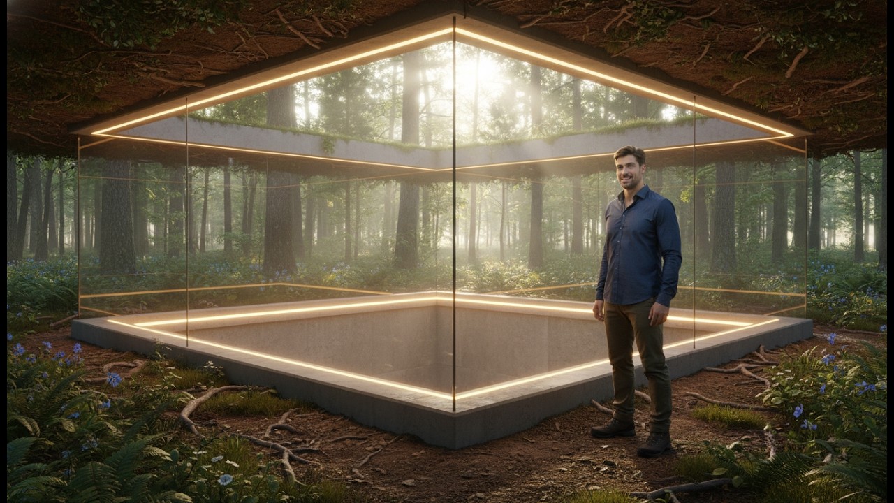 I Built a Secret Underground Glass-Roof Shelter Hidden in the Forest