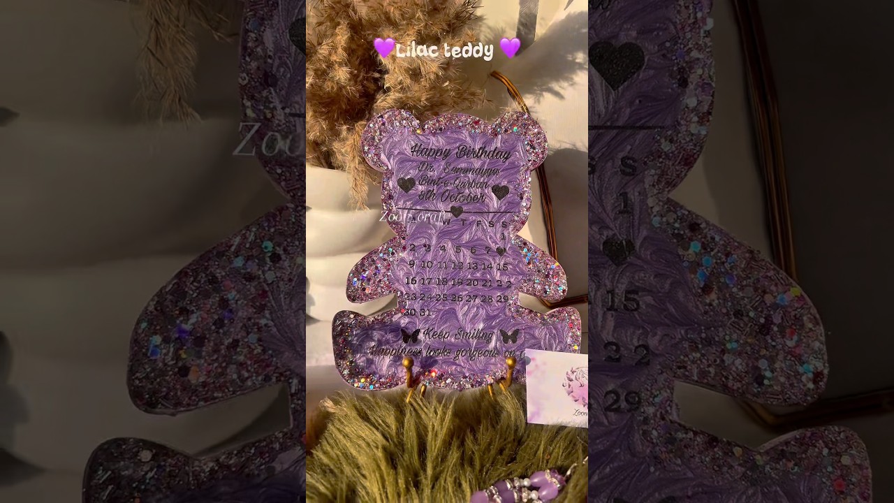 😱Resin Teddy plaque💜| lilac teddy frame/tray for wishing birthday or any event |best for gifting