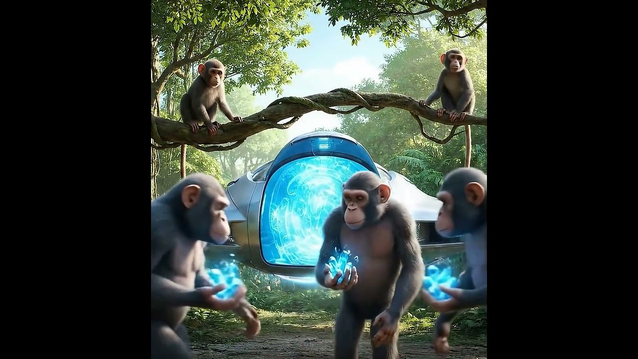 ✨ Jungle Encounter &mdash; Monkey-like Visitors and Forest Monkeys 🐒🚀🌌 #earlyhumans #funny