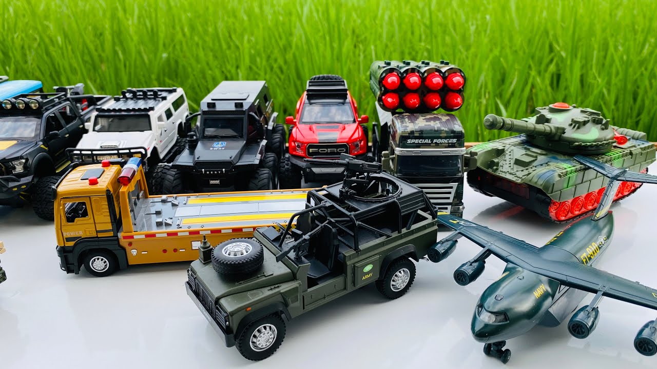 Toy Army Vehicle Set, Fighter Jet, Tank, Nuclear Truck, Police & Troop Transport #521