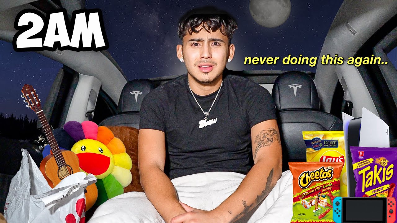 Живу в своей Тесле 24 часа!! *кто-то взломал*