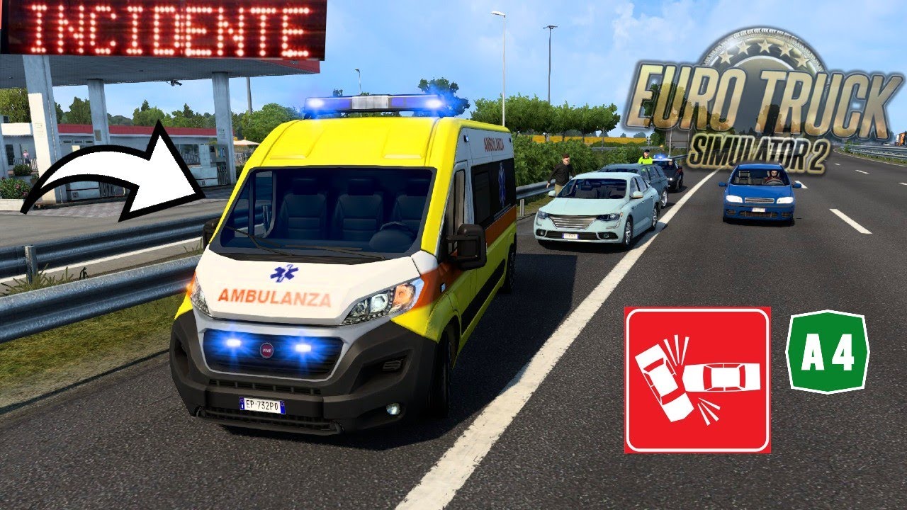ETS2 EMERGENCY #1 - INTERVENGO con AMBULANZA PER INCIDENTE in AUTOSTRADA A4