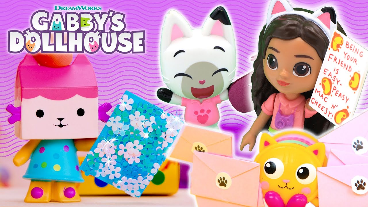 Show Your Friends You Care! DIY Kitty Cards & Box! | GABBY'S DOLLHOUSE TOY PLAY ADVENTURES