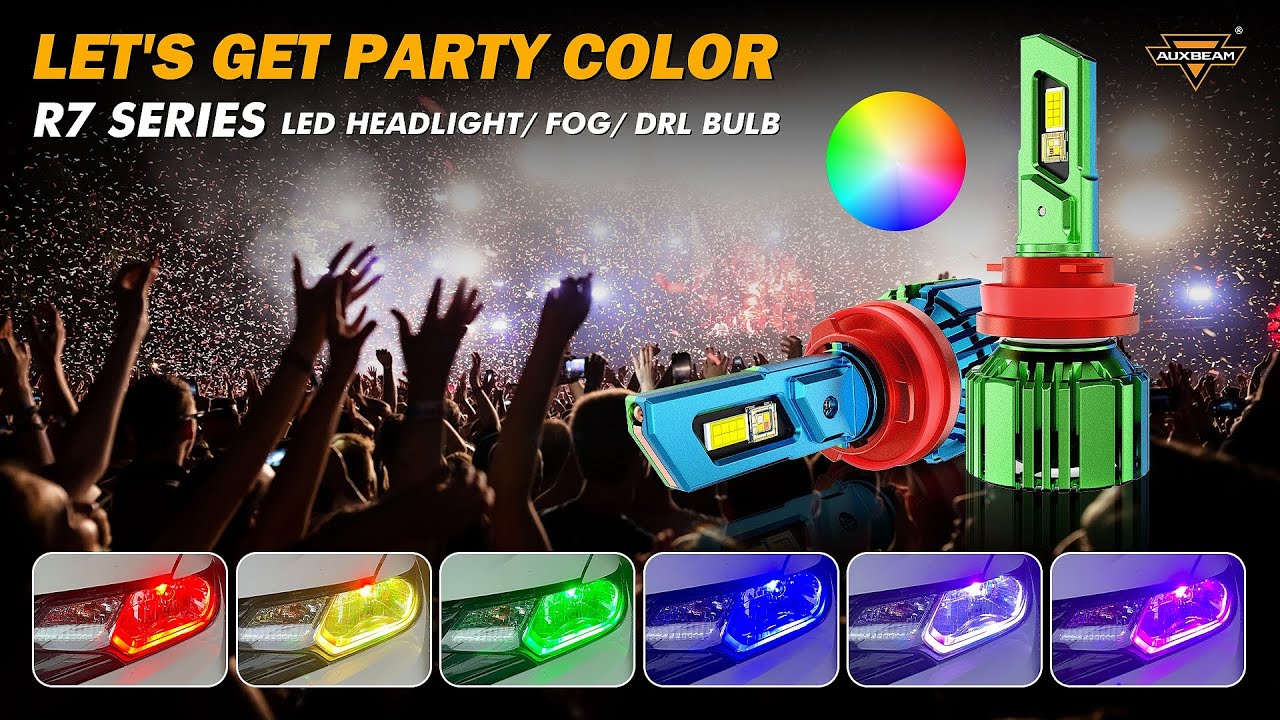 Auxbeam&reg; R7 Series RGB LED Headlight Bulb/DRL/Fog Lamp Lighting Effect Display