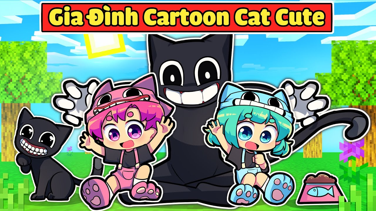 YUMMIE SỐNG CHUNG VỚI GIA ĐÌNH CARTOON CAT TRONG MINECRAFT*YUMMIE CARTOON CAT😼🥰💕