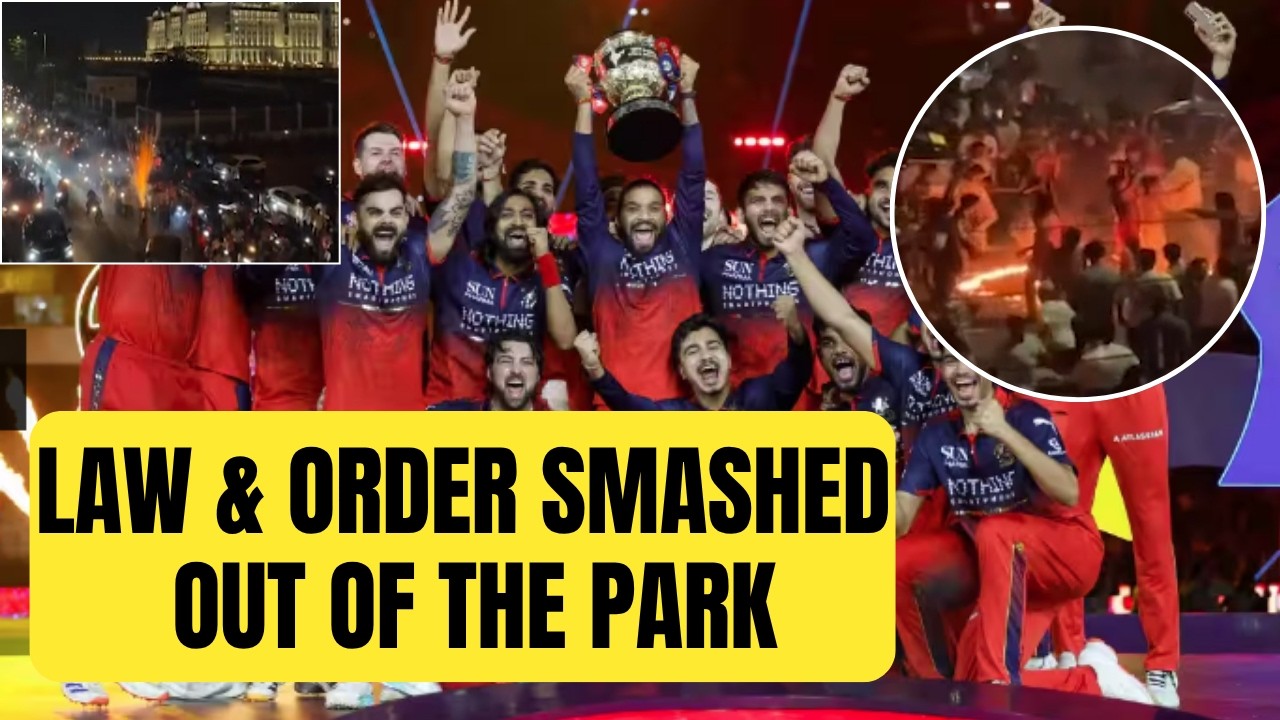 Roads set ablaze, firecrackers from atop trees & bike stunts: RCB&rsquo;s IPL win turns chaotic