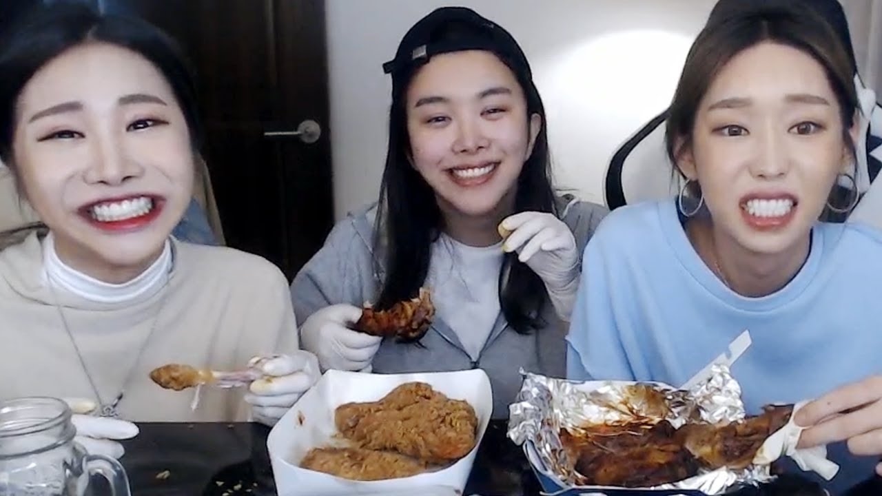 [먹방] 쎄히X예뻐진아X채림 자메이칸 통다리 , 황금올리브 닭다리 먹방 / Eating Show