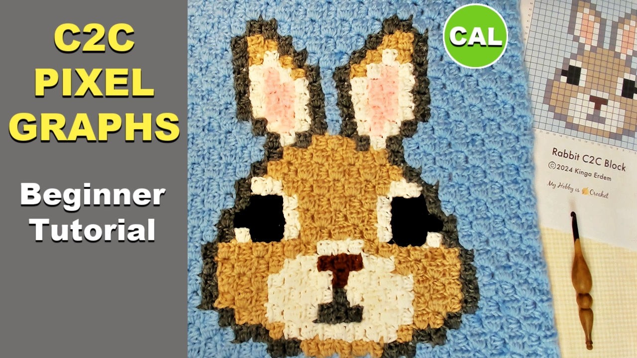 How to crochet c2c PIXEL GRAPHS |  featuring the  Rabbit C2C Block