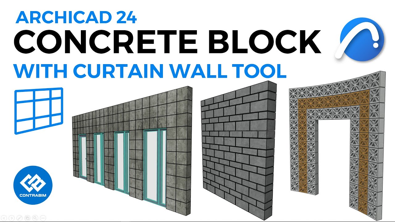 Моделирование бетонных блоков с помощью инструмента Archicad 24 Curtain Wall!