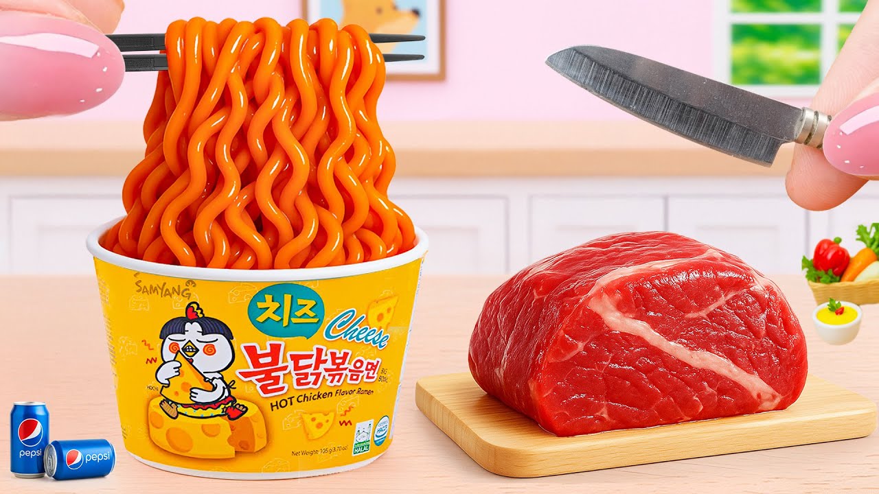 How To Cook Miniature Best Beef Stew with Spicy Noodles | Tony Mini Food | Street Food