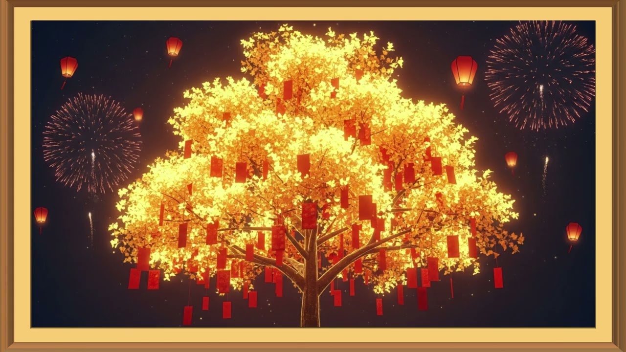 Golden Wishes, Red Dreams Live Frame TV_ 4K TV Frame