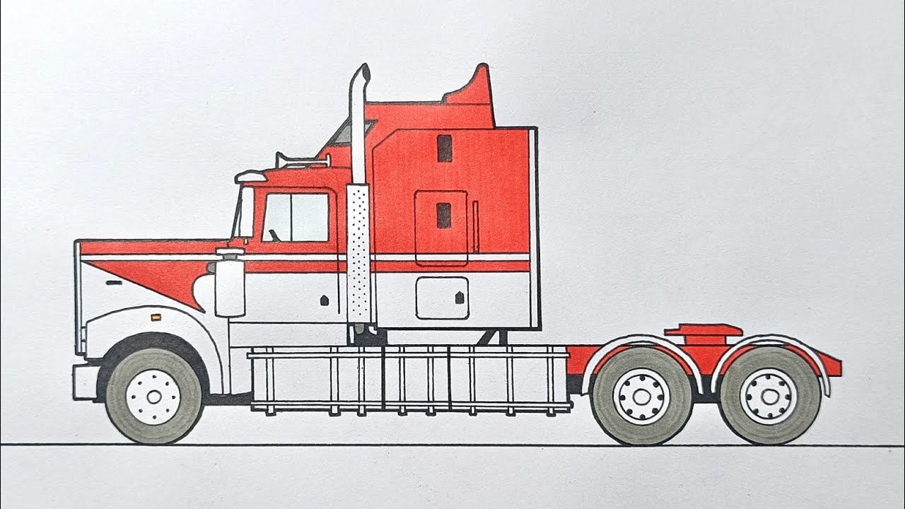 Как нарисовать грузовик Kenworth шаг за шагом