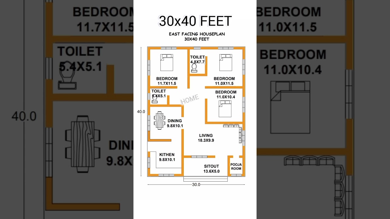 30x40feet #shorts #homeplan #housedesign #home. P L-355