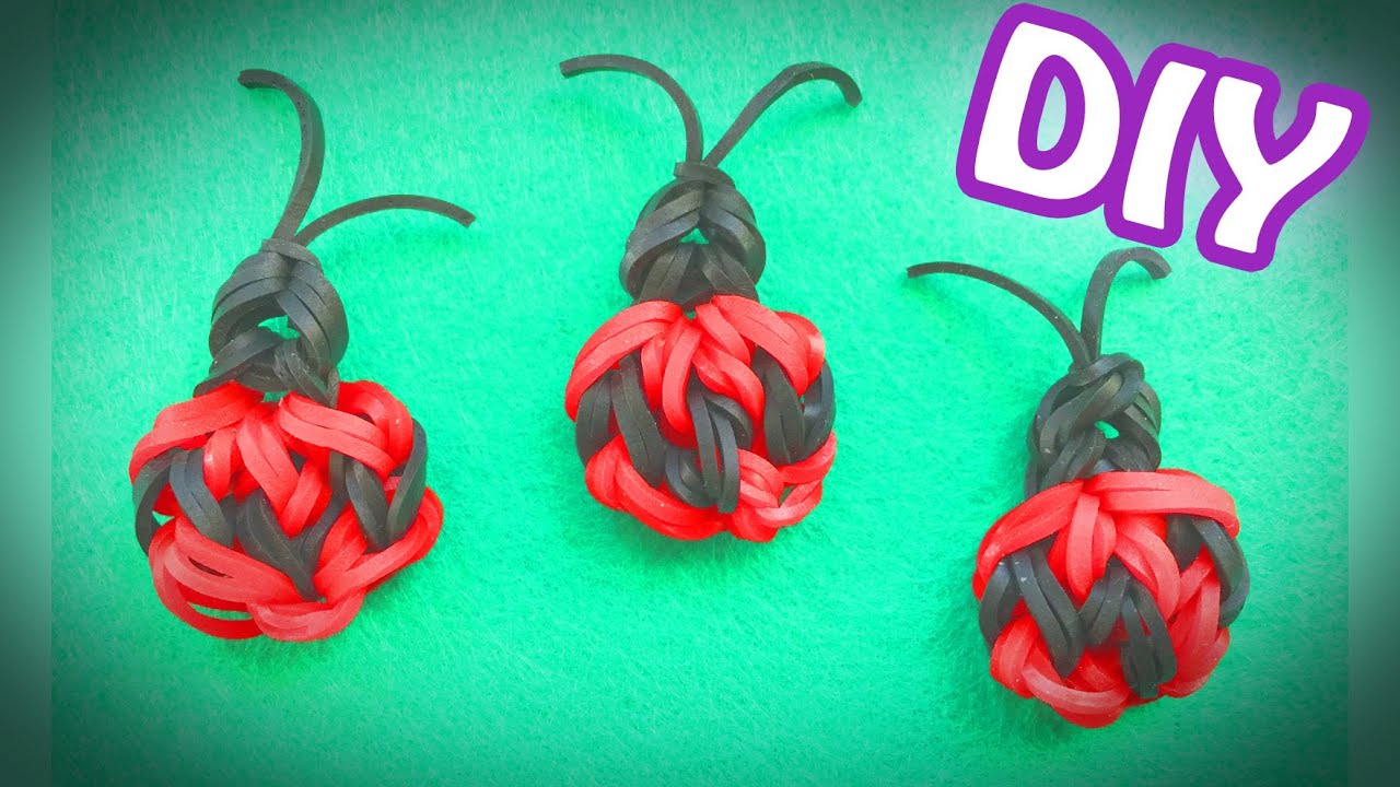LOOMLESS Rainbow Loom Band Charm | Quick and Easy Lady Bug