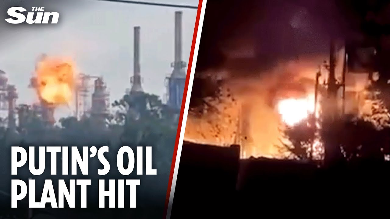 Ukrainian drones DESTROY Dagnotekh oil refinery after penetrating 1200 km of Russian airspace