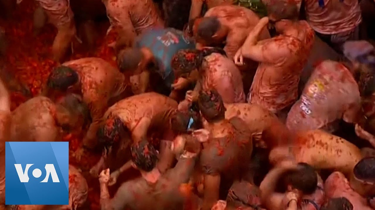 Revelers Participate in Spain&rsquo;s Annual Tomato Fight | VOA News