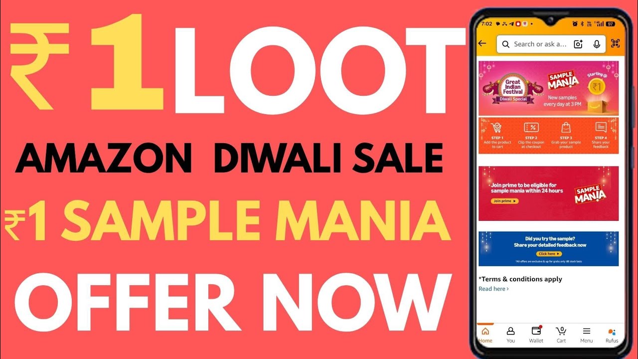 Amazon ₹1 Loot Live | Great Indian Festival Diwali Sale Sample 1 rupees Mania 2025