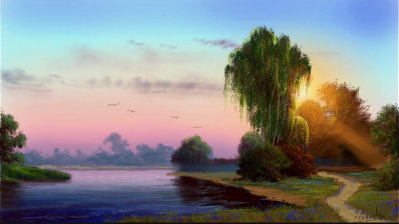 Digital Art Landscape Step By Step Using  Infinite Painter By Yasser Fayad