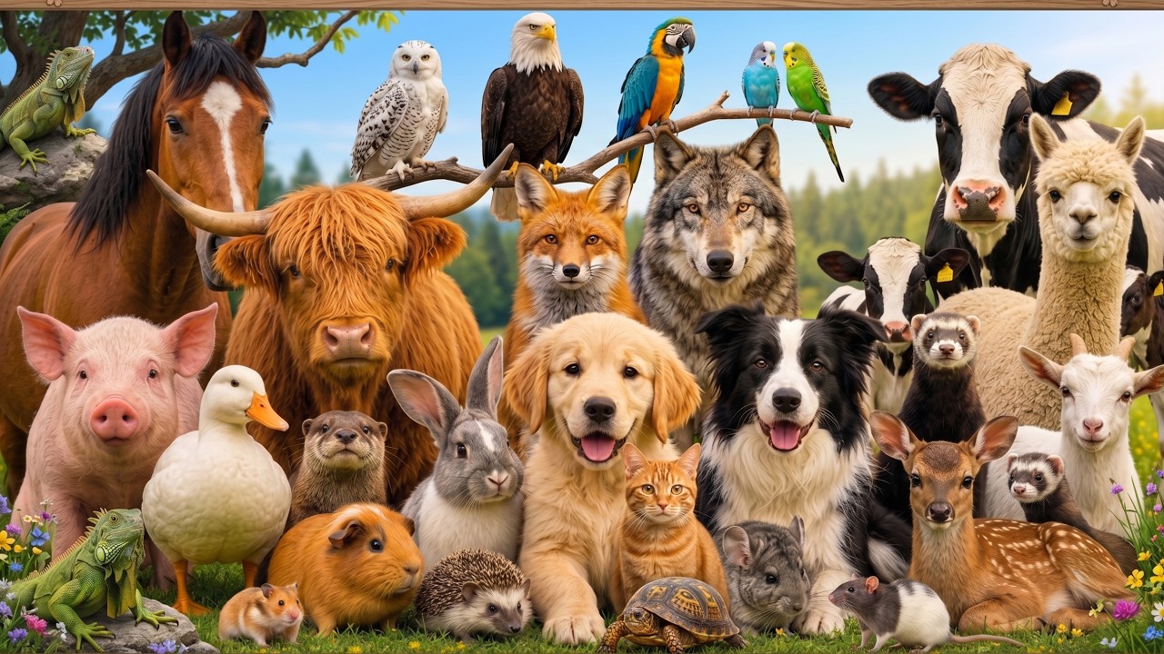 Cute Animal Sound Learn Wild and Farm Animals 🦒🐧🐱  Animal sound for kids