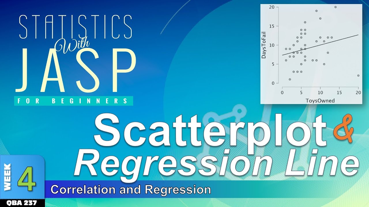 How to Make a SCATTERPLOT with REGRESSION Line in JASP (WK4f)