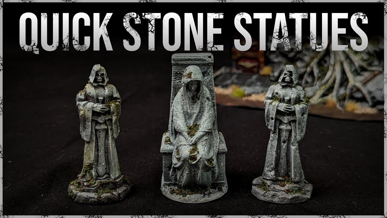 Quick Miniature Stone Statues for Wargaming Terrain - Painting a Simple Stone Effect