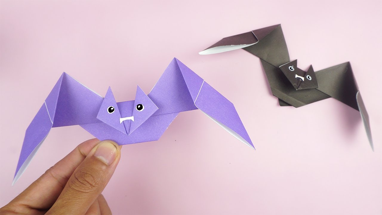 Basteln mit papier: Fledermaus origami - Halloween deko selber basteln | DIY Bastelideen