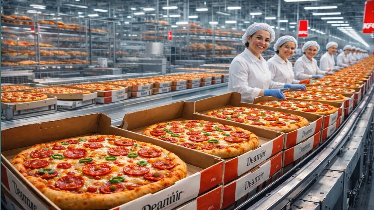 How Frozen Pizza Is Made in USA | Inside a Massive Pizza Factory #FrozenPizza#PizzaFactory